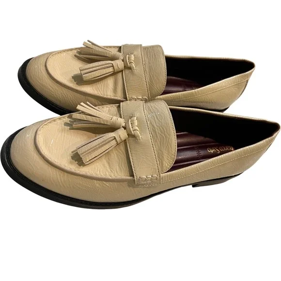 Franco Sarto Cream Tassel Loafers, Slip On Dress Shoes, Classic Women's Footwear - Picture 6 of 15